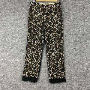 Moschino Pants 8 Lace Floral Black Cropped Straight Lined Gothic Dark Romantic